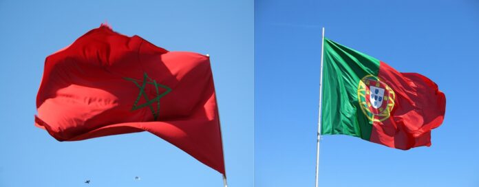 Flaggen Marokko und Portugal